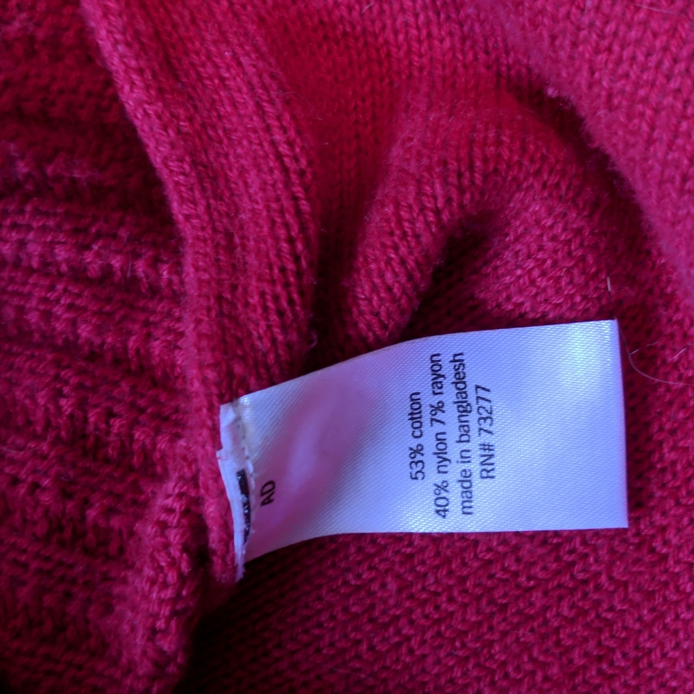 LAST CHANCE or CHARITY Sonoma red v neck lightweight loose weave sweater - Picture 3 of 5